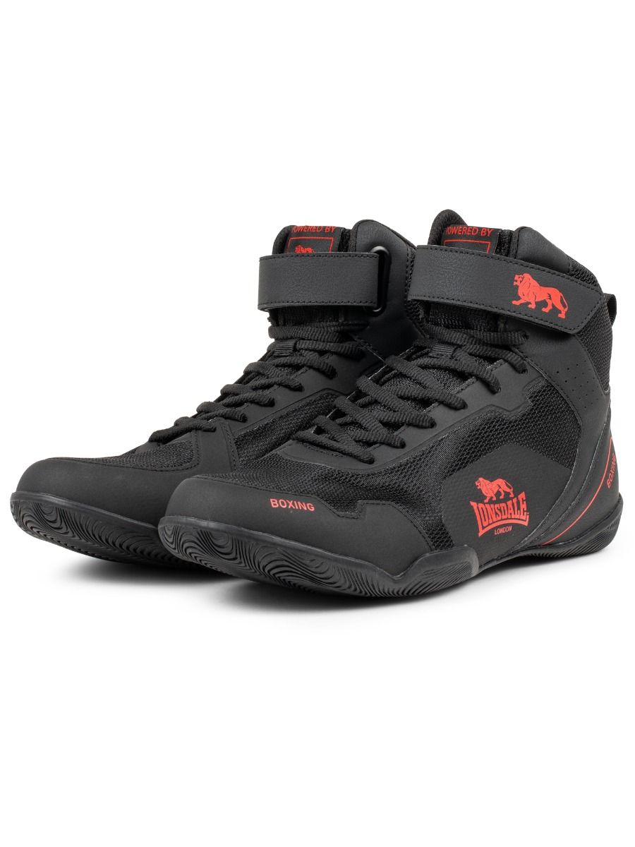 Scarpe da boxe Lonsdale Rufford, nero rosse