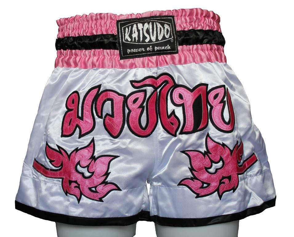 Katsudo pantaloncini da donna per thai boxe Sabrina, bianco e rosa