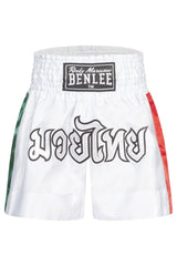 Ben Lee pantaloncini da uomo per thaibox Goldy, bianchi