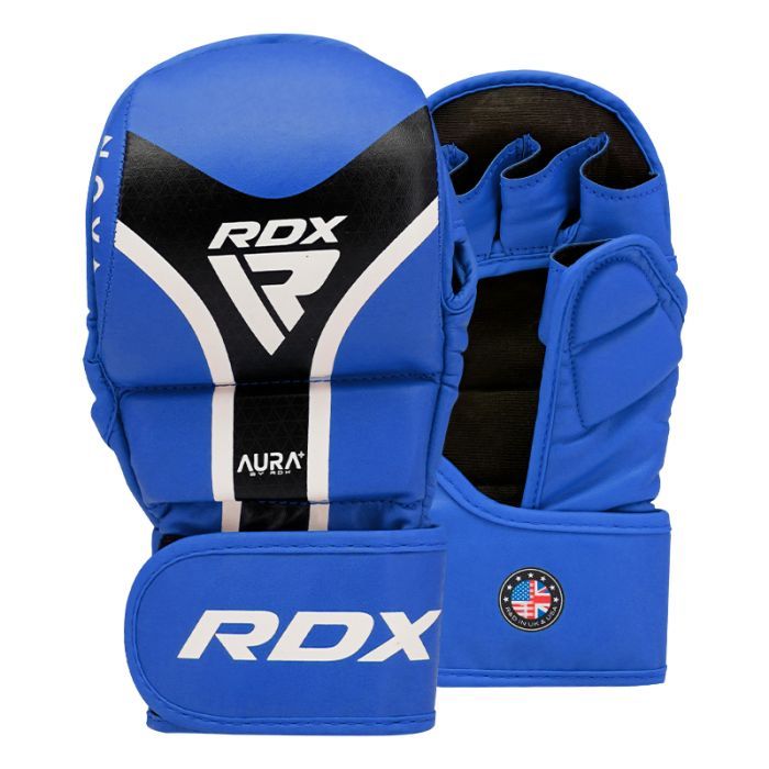 Guanti da grappling RDX Aura+ T17, blu-neri
