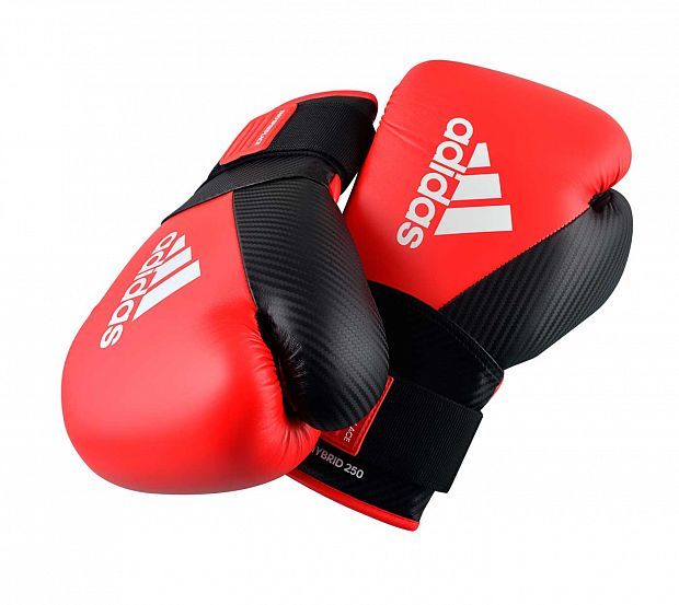 Guantoni da boxe Adidas Hybrid 250, rosso-nero