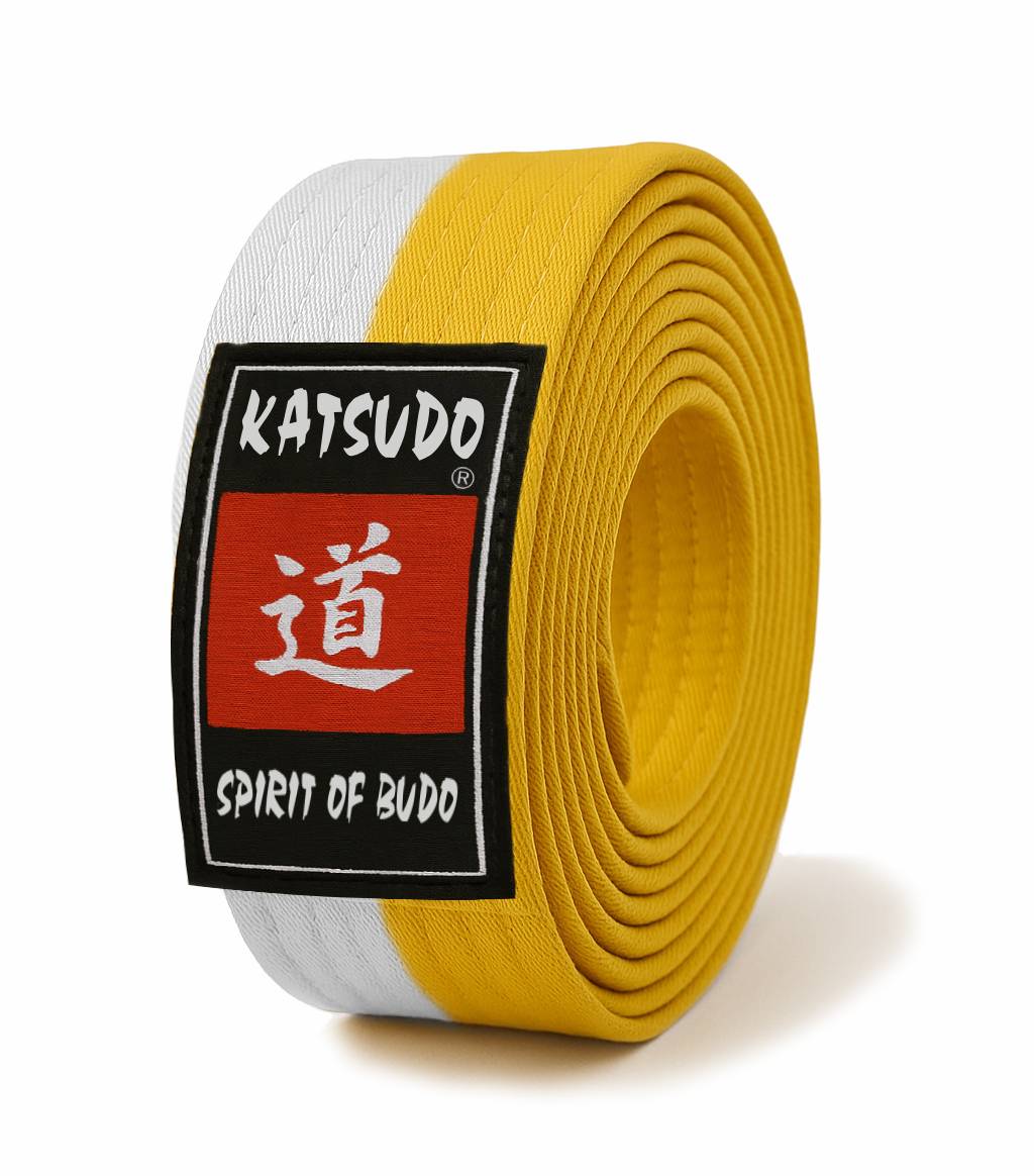Cintura obi Katsudo Master, bianco giallo