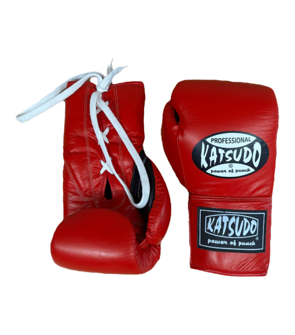 Guanti da boxe Katsudo Profesional SN con lacci, rossi
