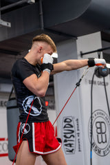 Katsudo pantaloncini da Muay Thai Huricane, rossi