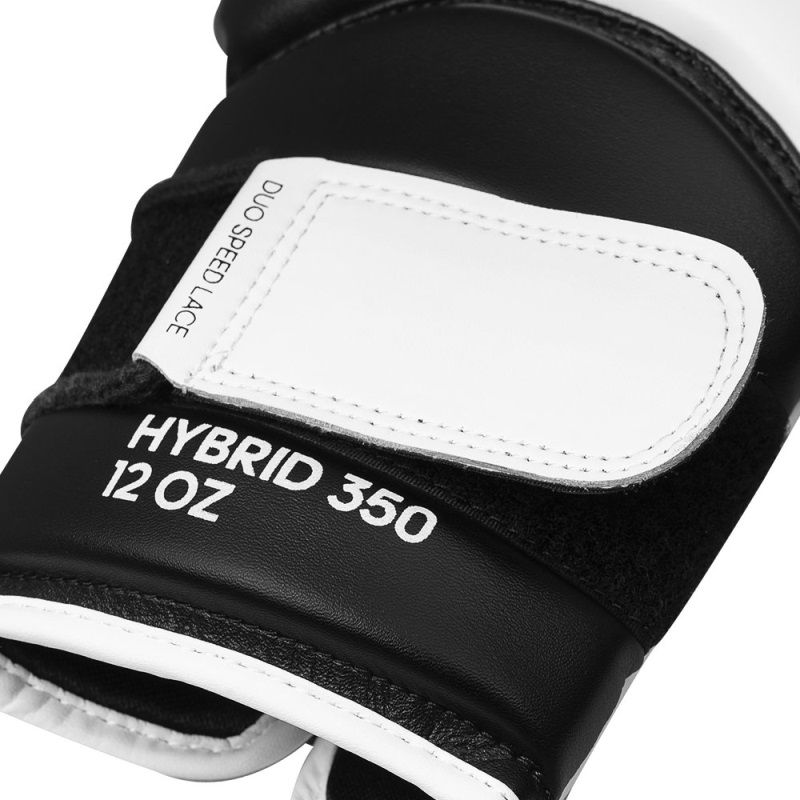 Guanti da boxe Adidas Hybrid 350, bianchi e neri