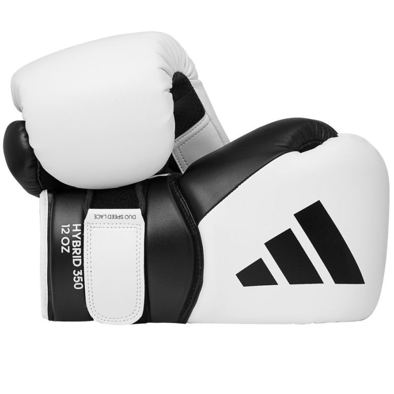 Guanti da boxe Adidas Hybrid 350, bianchi e neri