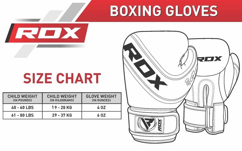 Guantoni da boxe per bambini RDX, bianchi e neri.