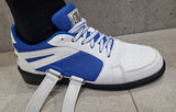 Scarpe da sollevamento pesi La Sport, bianche e blu.