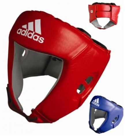Casco da boxe in pelle Adidas AIBA 1, rosso
