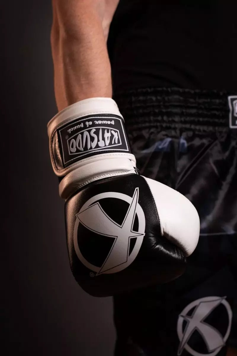Guanti da boxe Katsudo Fight, bianco e nero