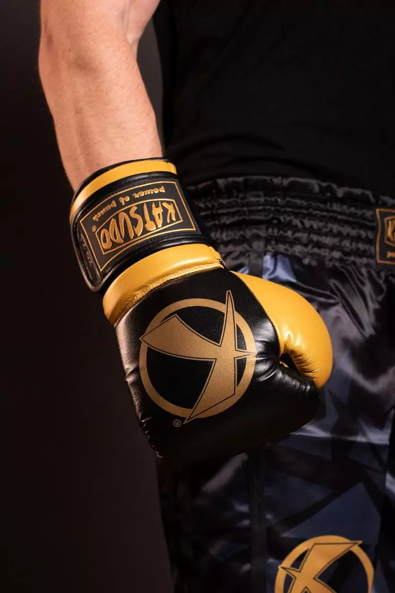 Guanti da Boxe Katsudo Fight, nero e oro