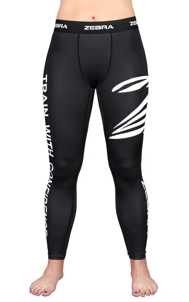 Zebra pantaloni compressivi lunghi, neri