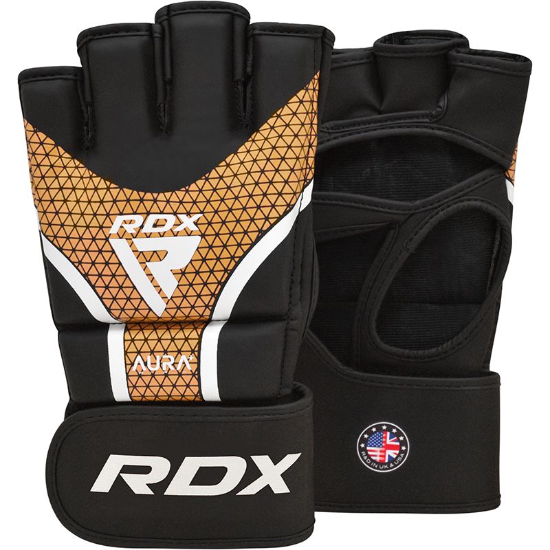 Guanti da grappling RDX Aura plus T-17, nero-oro