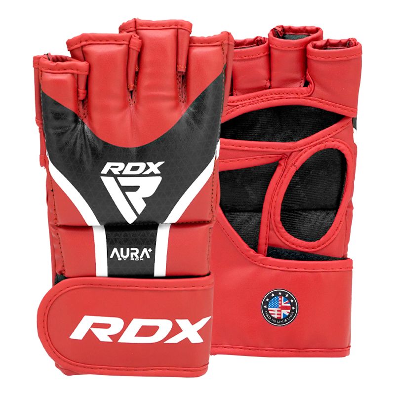 Guanti da grappling RDX Aura Plus T-17, rosso-nero