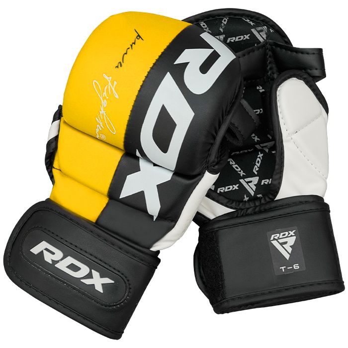 Guanti da sparring MMA RDX T6, giallo-nero