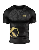 Katsudo rash guard a maniche corte Virago, nero-oro