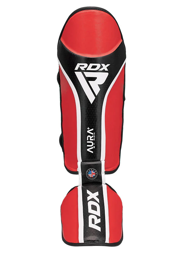 Parastinchi e protezioni per collo del piede RDX Aura+ T17, rosso-nero