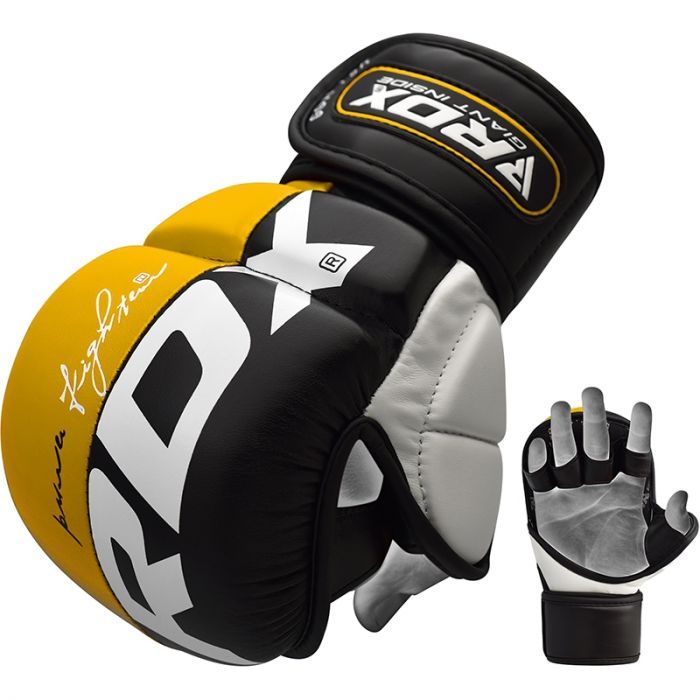 Guanti da sparring MMA RDX T6, giallo-nero