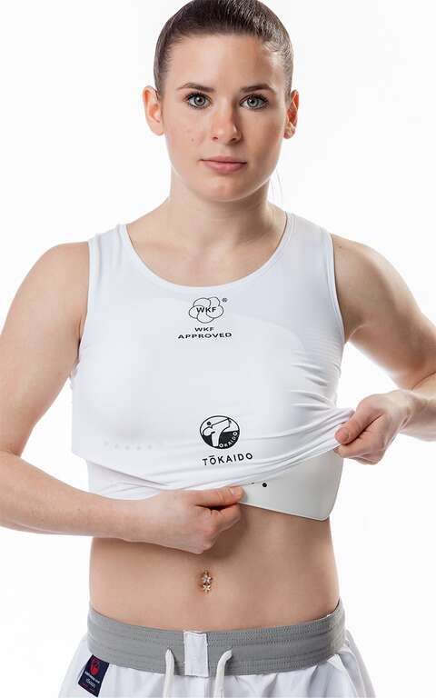 Tokaido protezione per il petto WKF, bianco