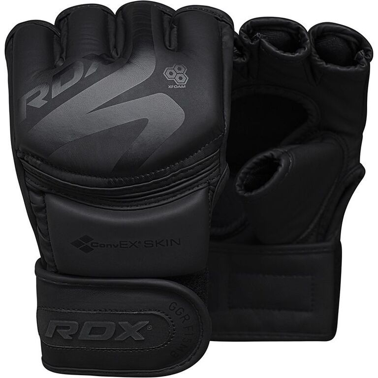 RDX MMA grapplingové rukavice F15, čierna matná