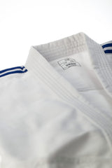 Adidas kimono da judo con strisce blu Club 350g, bianco