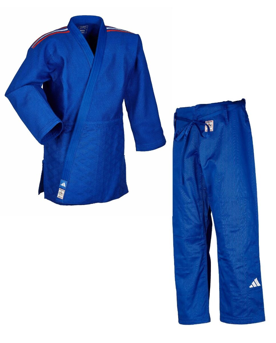 Adidas JU kimono con strisce rappresentative IJF Champion III Regular fit 730g, blu