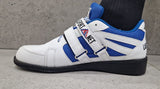 Scarpe da sollevamento pesi La Sport, bianche e blu.