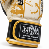 Katsudo guantoni da boxe Bloom, bianco-oro