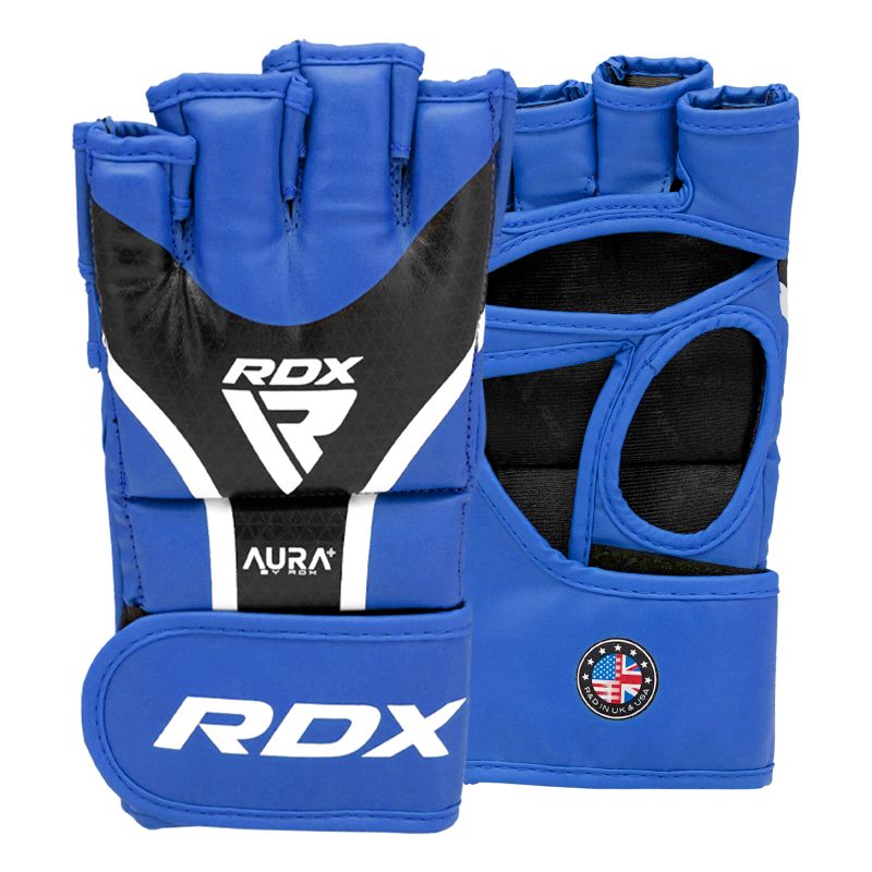 RDX grapplingové rukavice Aura plus T-17, modro-čierne