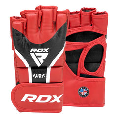 RDX grappling rokavice Aura plus T-17, rdeče-črne